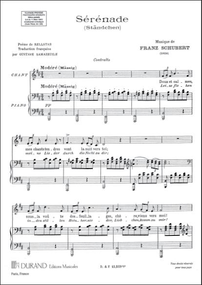 Serenade (Voix Graves), Pour Chant Et Piano